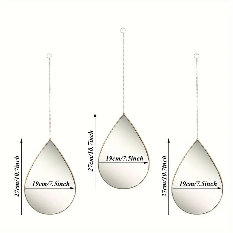 3-Piece Boho Chic Teardrop Wall Mirrors Set