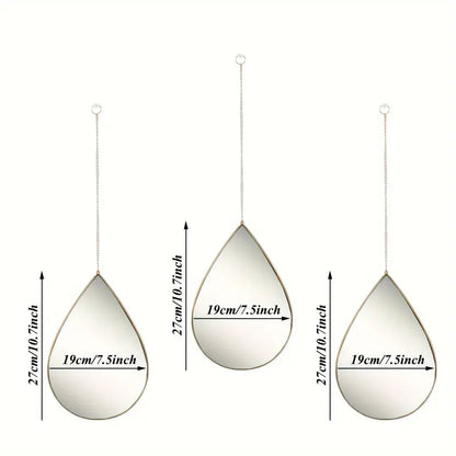 3-Piece Boho Chic Teardrop Wall Mirrors Set