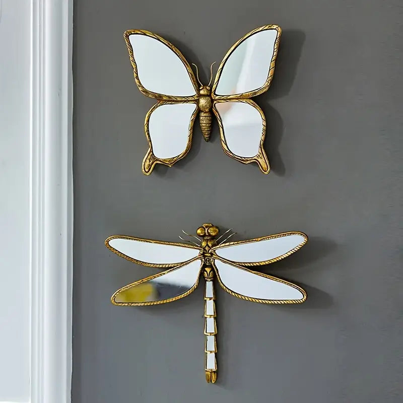 Elegant Gold Framed Butterfly & Dragonfly Wall Decor