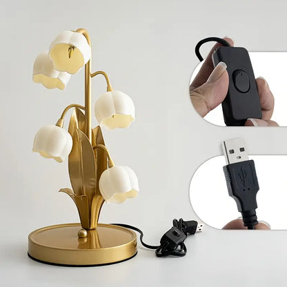 USB-Powered Suzuran Flower Table Lamp