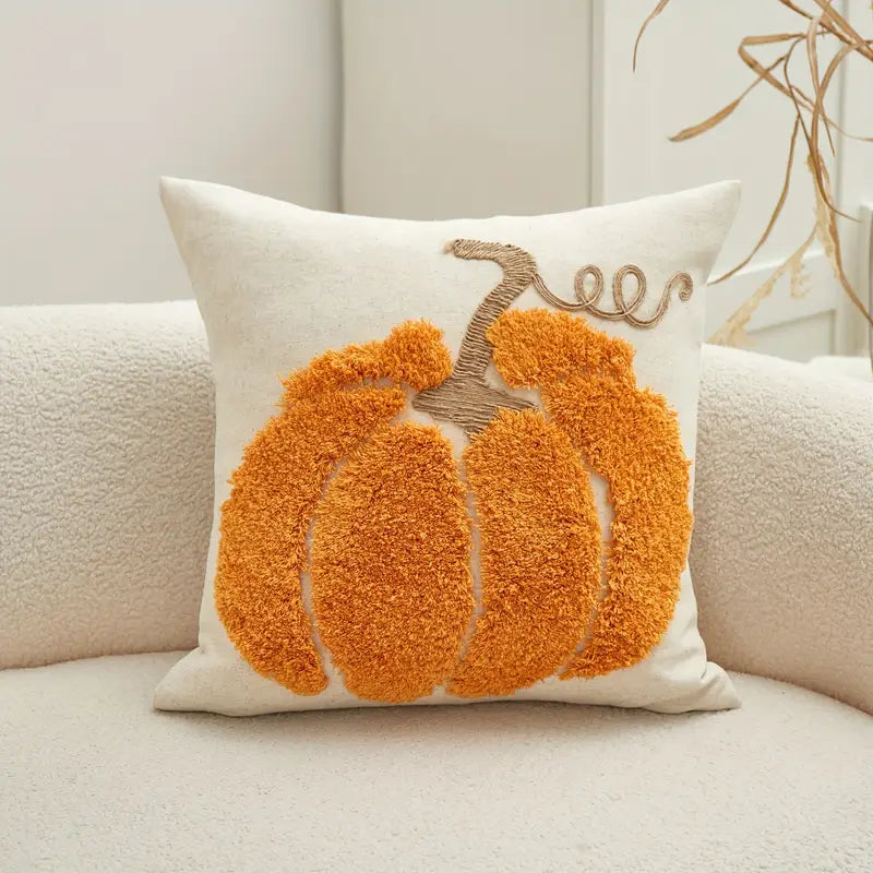 Pumpkin Embroidery Pillow Cover