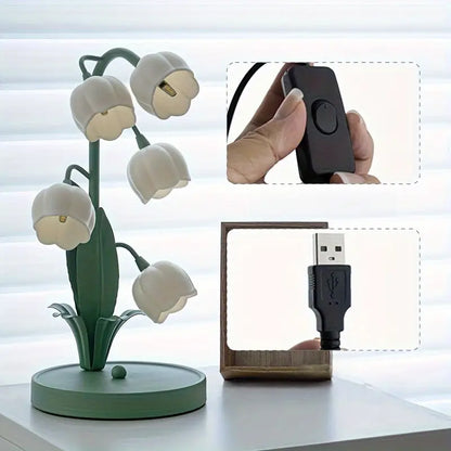 USB-Powered Suzuran Flower Table Lamp